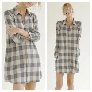 Faherty | Legend Sweater Dress in Buffalo Check | Charcoal/Tan | L